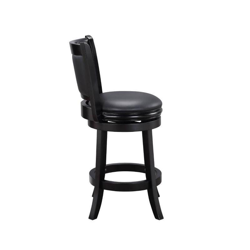 Elegant Augusta 24" Black Leather Swivel Counter Stool