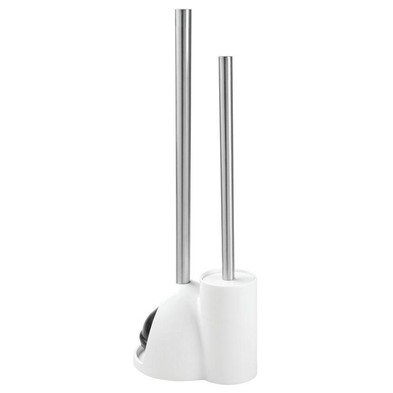 iDESIGN Toilet Brush with Holder and Plunger Set White