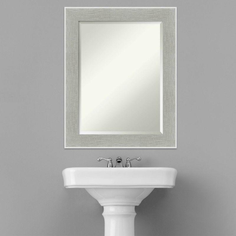 23" x 29" Glam Framed Bathroom Vanity Wall Mirror Linen Gray - Amanti Art: Modern, Beveled, Wall-Mounted