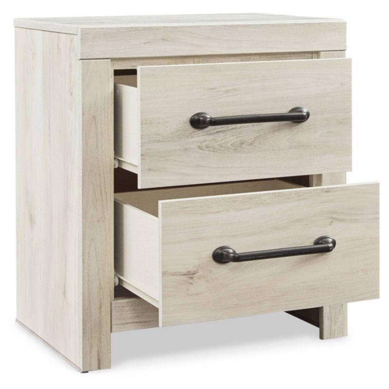 Cambeck Nightstand White - Signature Design by Ashley: Industrial Style Bedside Table with USB Ports & Storage