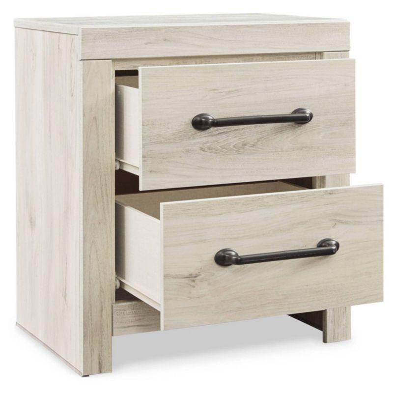 Wispy Whitewash Rustic Industrial 2-Drawer Nightstand with USB