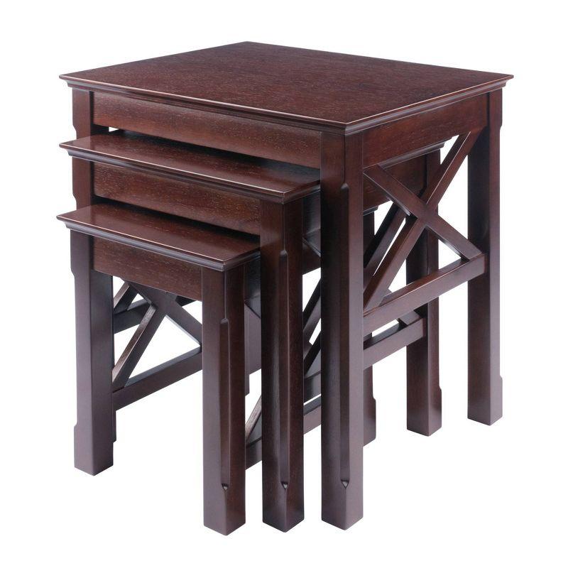 3pc Xola Nesting Table Cappuccino - Winsome: Rectangle Stacking Side Tables, Wood Veneer, Spot Clean