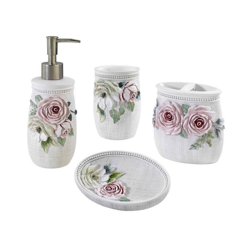 Spring Garden Off-White Resin 4-Piece Bath Accessory Set