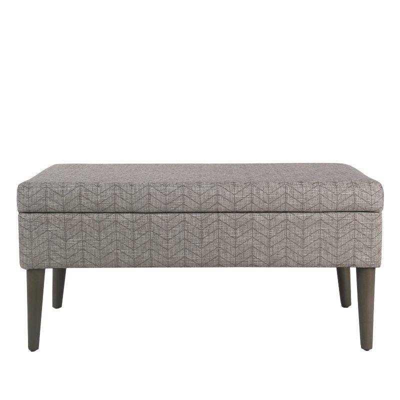 Mid-Century Textured Gray Multipurpose Storage Bench