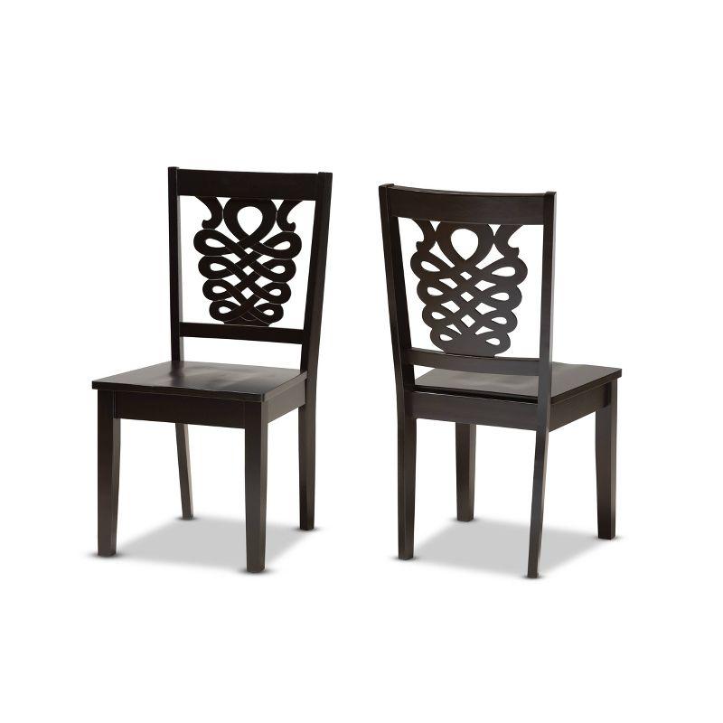 2pc GervaisTransitional Wood Dining Chair Set Brown - Baxton Studio: Polyester Upholstery, Spot Clean, Armless