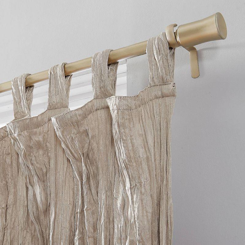 Odelia Distressed Velvet Pleated White Curtain Panel 50" x 63"