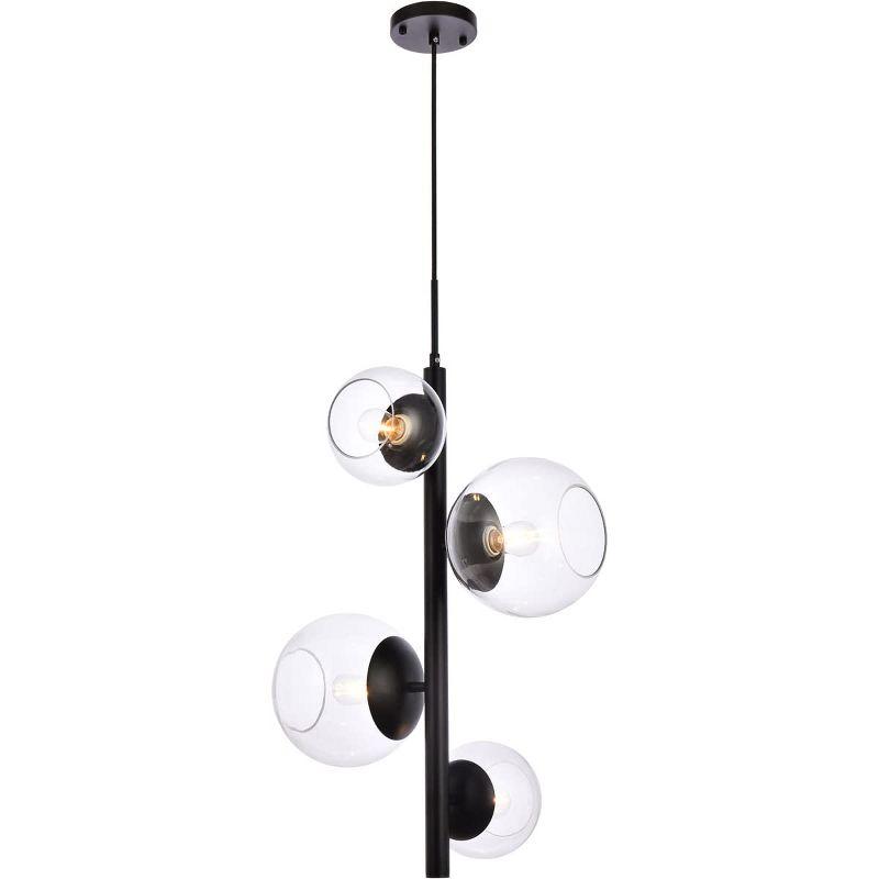 Elegant Lighting Wells 18 inch pendant in black with clear shade