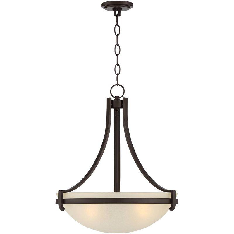 Regency Hill Mallot Oil Rubbed Bronze Pendant Chandelier 20" Wide Industrial Champagne Glass Bowl Shade 4-Light Fixture for Dining Room Kitchen Island