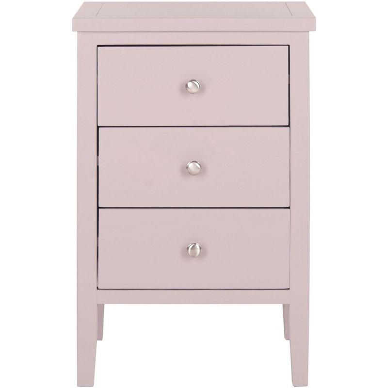 Transitional White 3-Drawer Wooden Nightstand with Polished Silver Pulls
