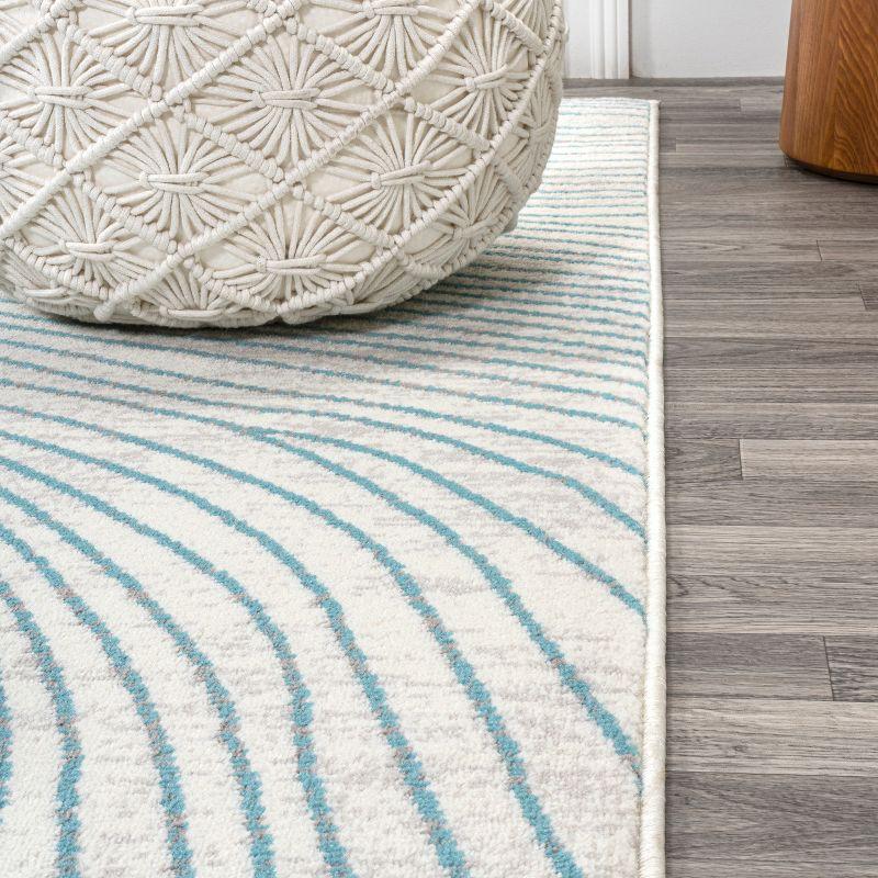 Coastal Geometric Blue Synthetic 4' x 6' Area Rug