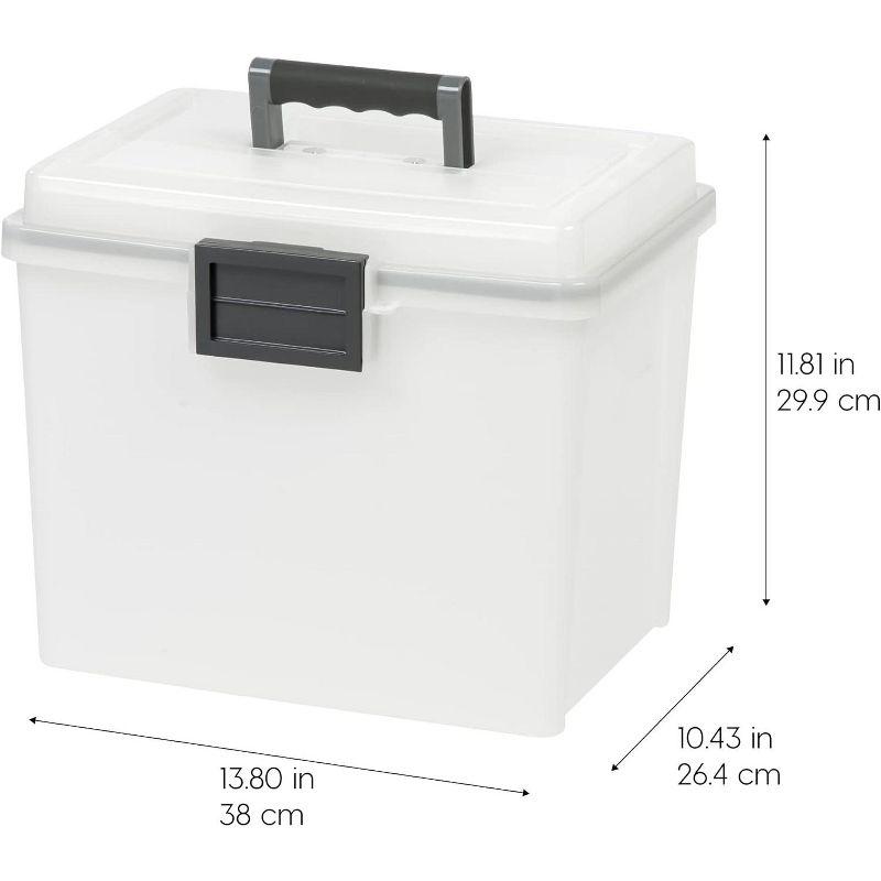 Clear Portable Weatherproof Letter-Size File Box with Organizer Lid