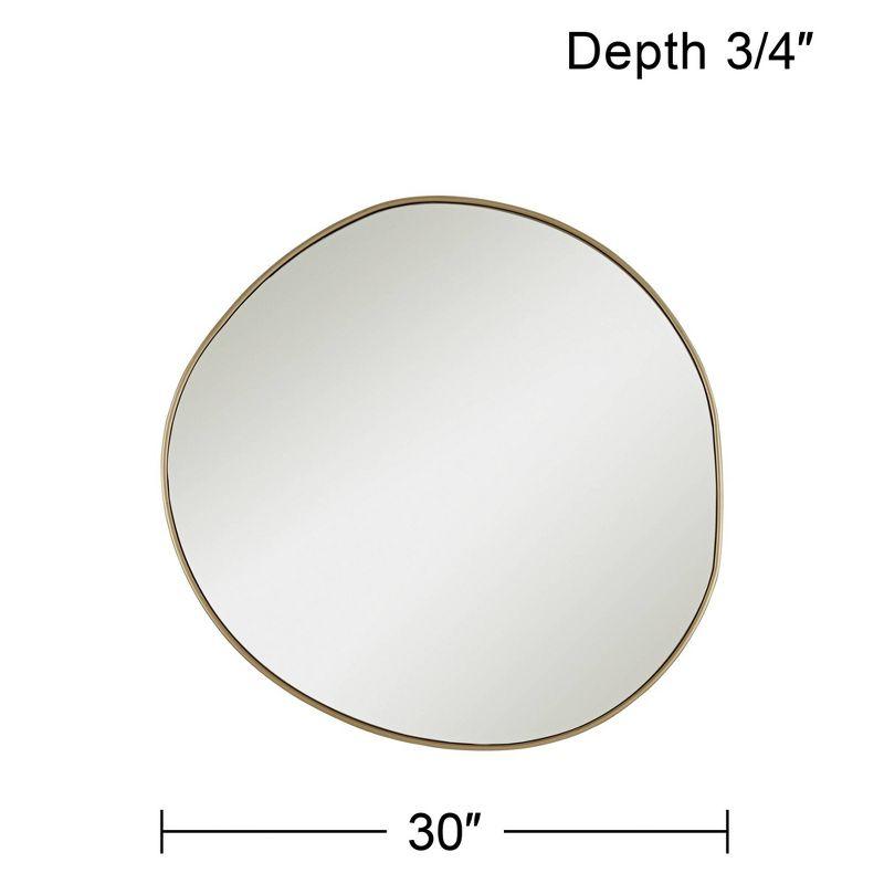 Champagne Gold Slender Wood 35" Round Wall Mirror