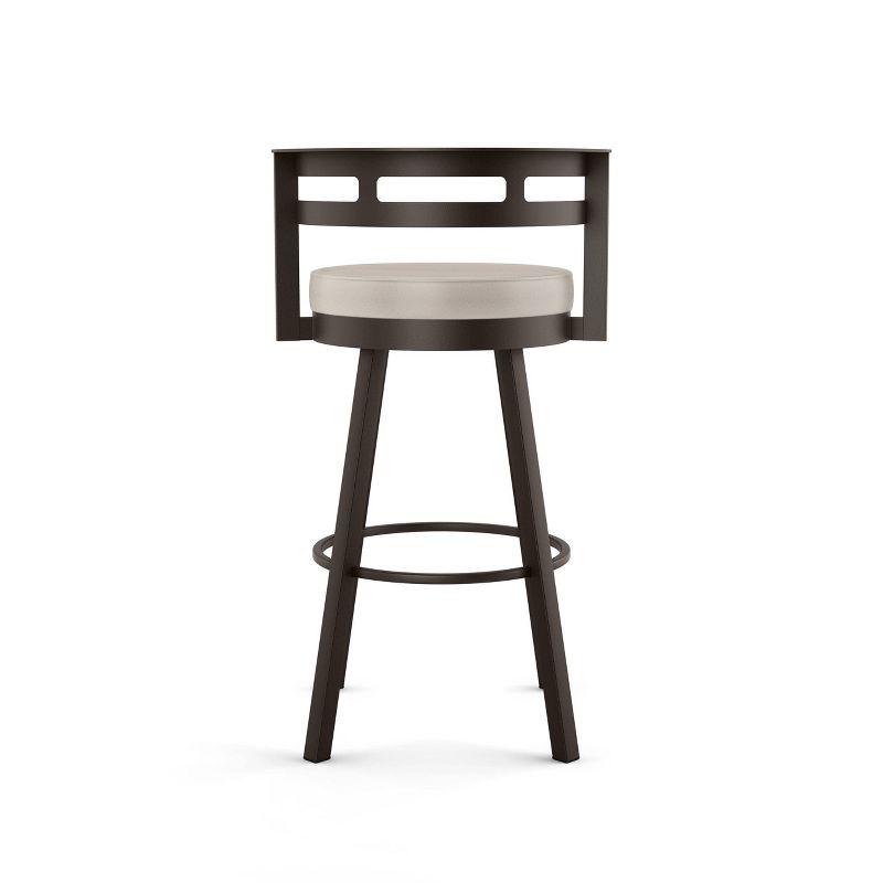 Amisco Render Upholstered Counter Height Barstool Cream/Dark Brown: Faux Leather, Steel Frame, 26" Seat