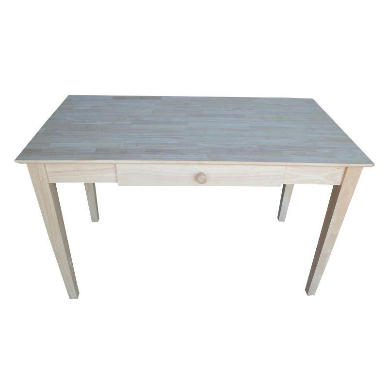 Unfinished Solid Wood Writing Desk with Drawer