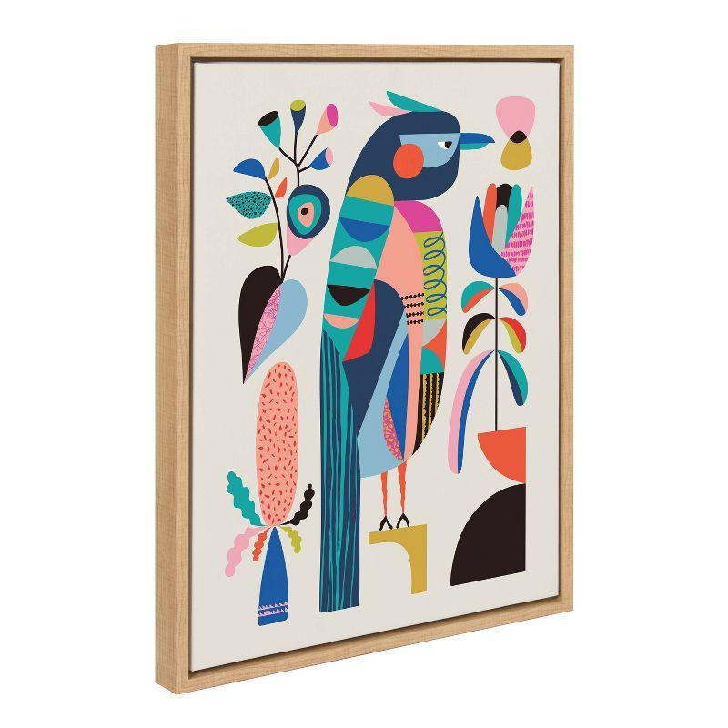 18" x 24" Sylvie Mid Century Modern Kookaburra Framed Wall Canvas by Rachel Lee Natural: Rachel Lee Art