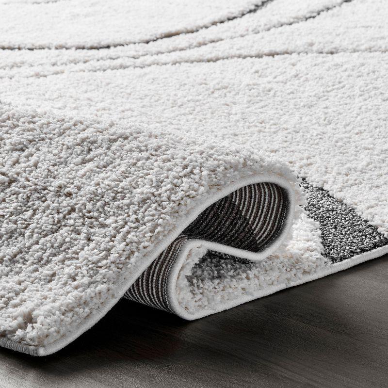 Nuloom Carolyn Abstract 3x5 Accent Shag Indoor Area Rug for Living Room Bedroom Dining Room Nursery Entryway, Beige/Grey