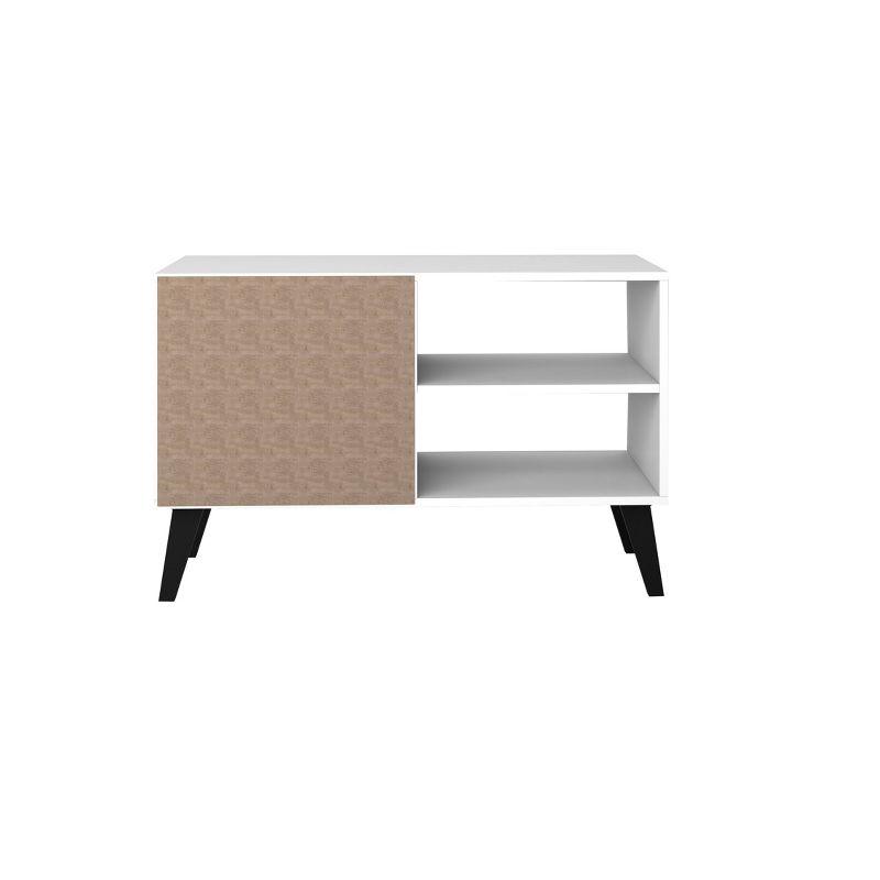 Manhattan Comfort 35.43" Amsterdam TV Stand for TVs up to 42" White: Modern Console with Fixed Shelves