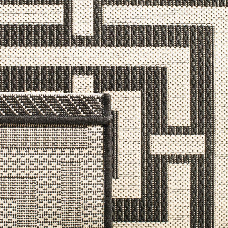 Courtyard CY6937 Power Loomed Indoor and Outdoor Area Rug - Black/Bone - 4'x5'7" - Safavieh