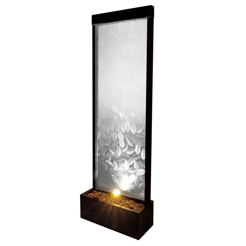 Alpine Corporation 72" Clear Glass Panel with Embossed Leaves Waterfall Fountain: Freestanding, Electric, Indoor/Outdoor Use