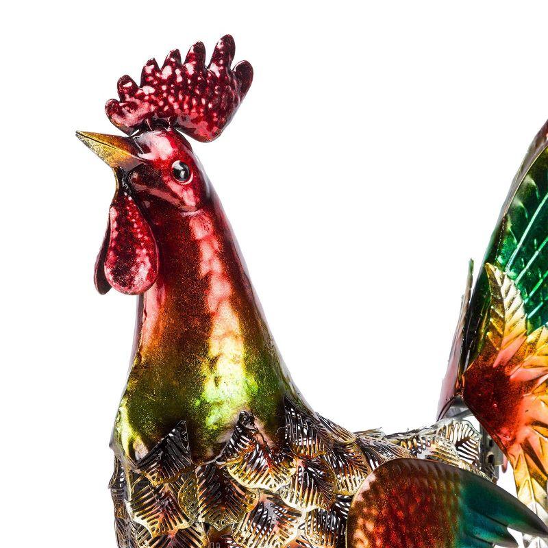 16" x 14" Outdoor Iron Rooster Yard Statue Brown - Alpine Corporation: Metallic Garden Decor