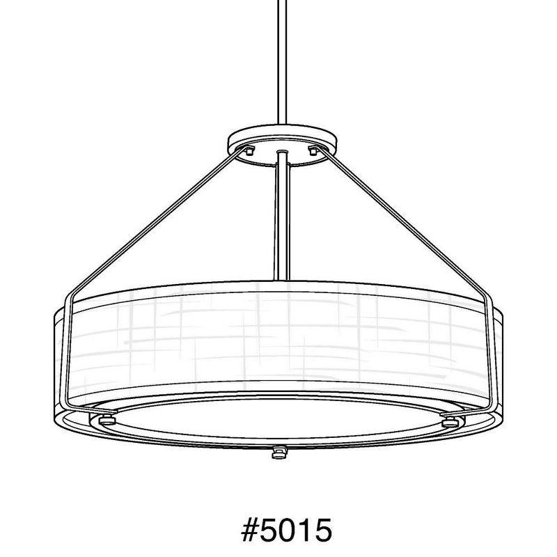 Progress Lighting, Ratio Collection, 4-Light Pendant, Brushed Nickel, White Linen Drum Shade