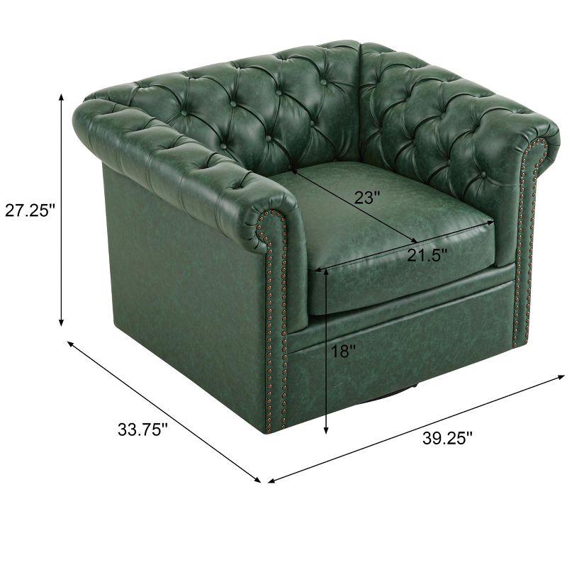 Christopher Knight Home Andrew Upholstered Button Tufted Swivel Club Chair with Roll Arms, Dark Green