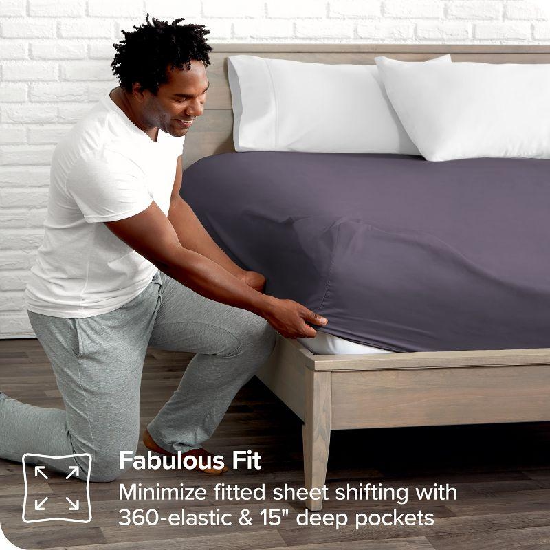 Bare Home Organic Sateen Machine Woven Fitted Sheet