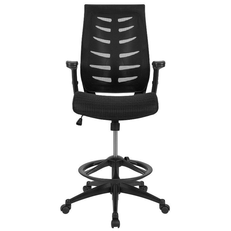 High Back Black Mesh Ergonomic Drafting Chair with Adjustable Arms