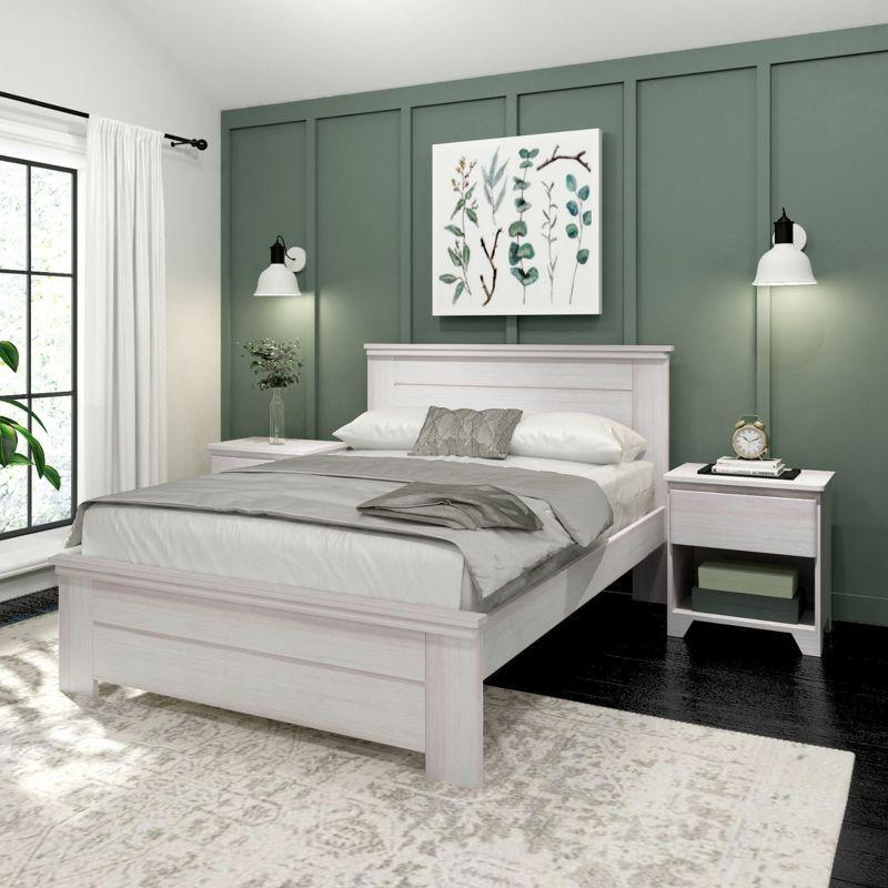Plank+Beam Farmhouse Full Size Bed Frame with Headboard, Solid Wood Platform Bed