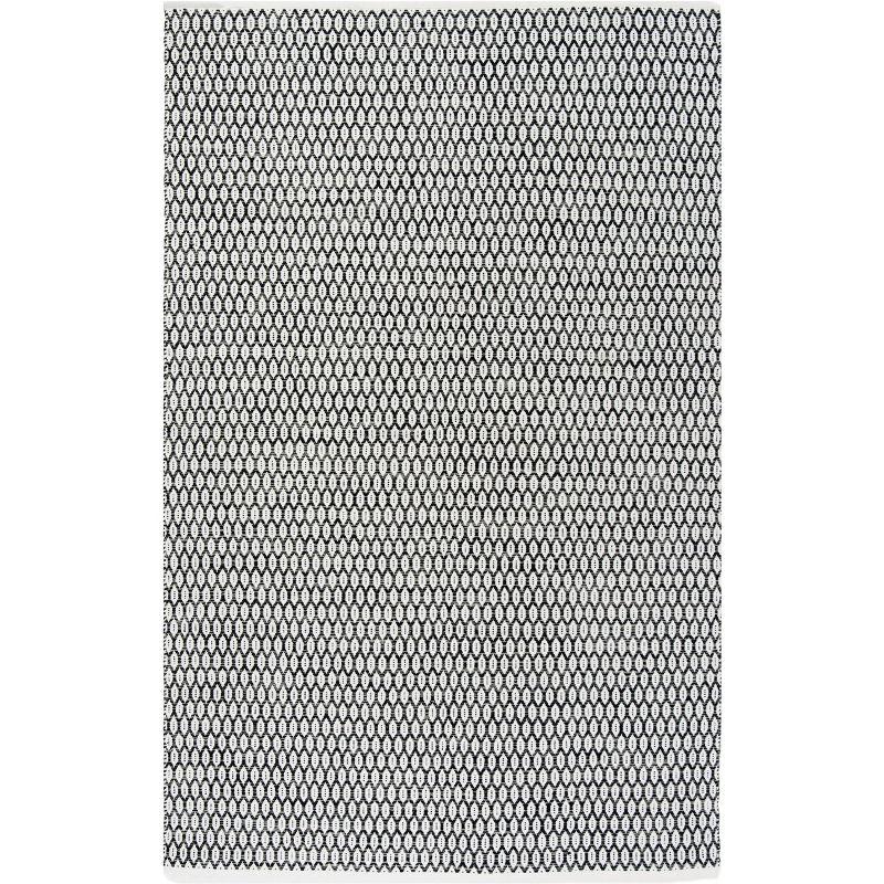 Handwoven Montauk Cotton Flatweave Rug in Black/Ivory - 4' x 6'