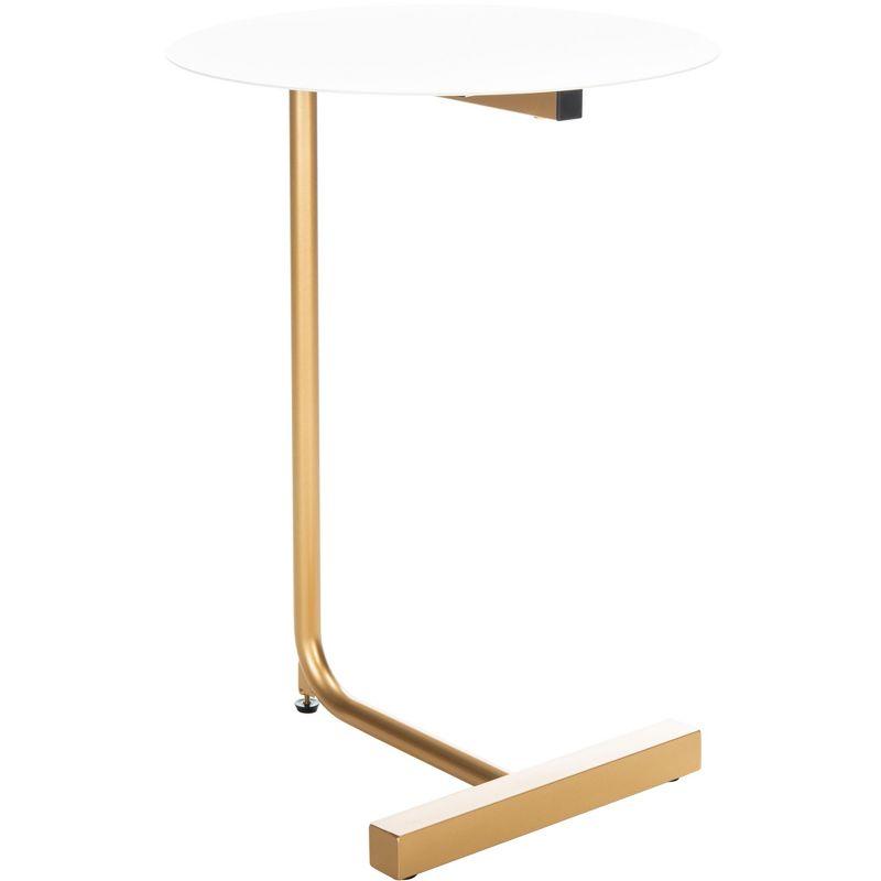 Haylee Round Side Table - White/Gold - Safavieh.