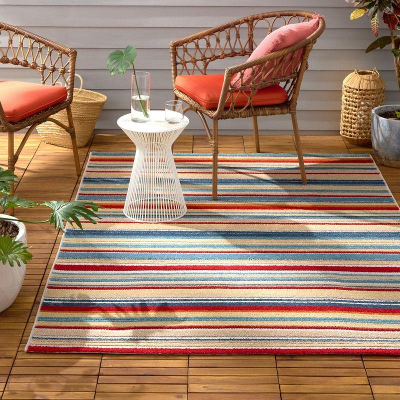 TOWN & COUNTRY EVERYDAY Rio Multicolor Stripe Outdoor Rug Red/Multi