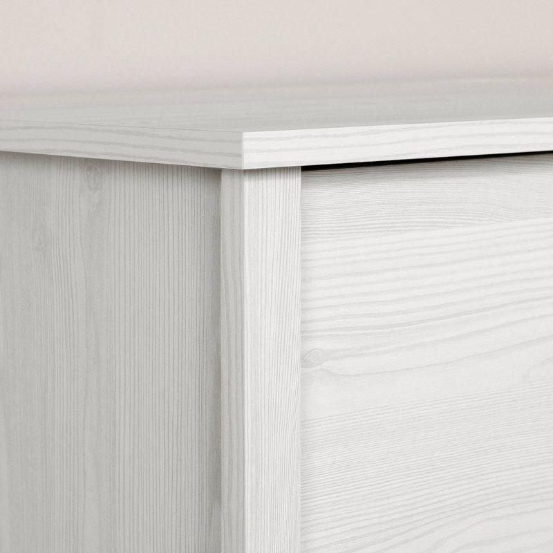 South Shore Chest White Pine: 5-Drawer Storage, Modern Farmhouse Style, Metal Handles, Laminate Surface