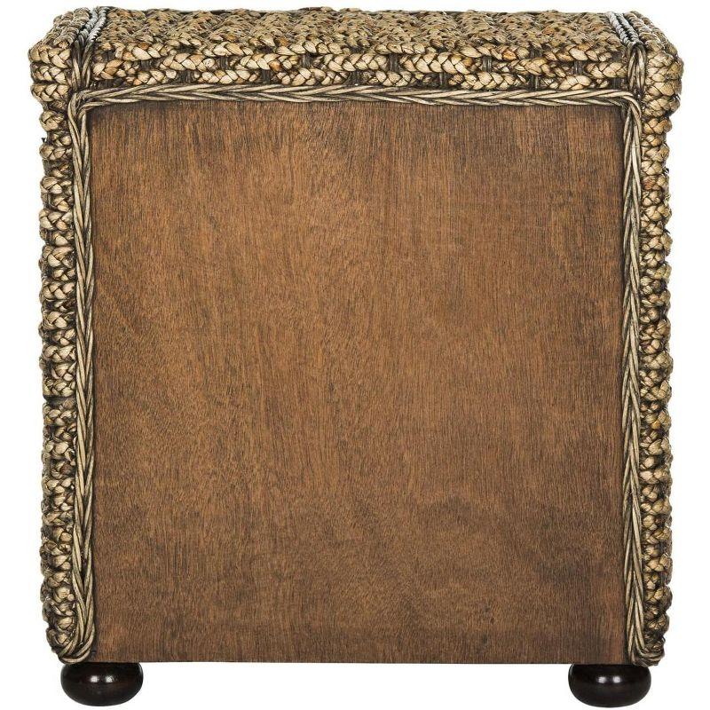 Musa Braided Brown Wash Wicker Nightstand With Drawer And 8"H Storage - Brown Wash - Safavieh.