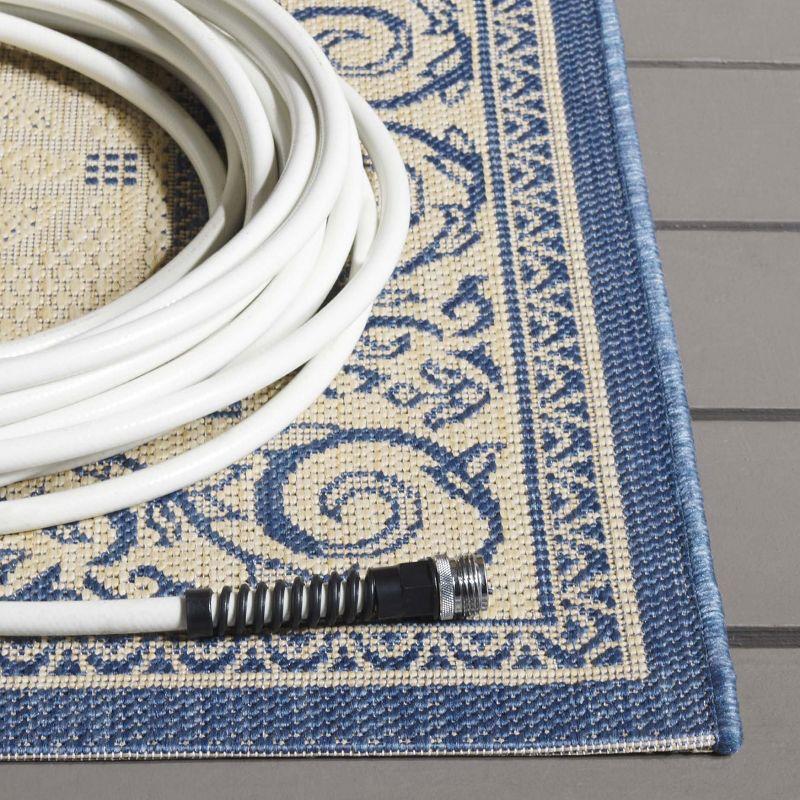 Courtyard CY1502 Power Loomed Indoor and Outdoor Runner Rug - Natural/Blue - 2'3"x6'7" - Safavieh