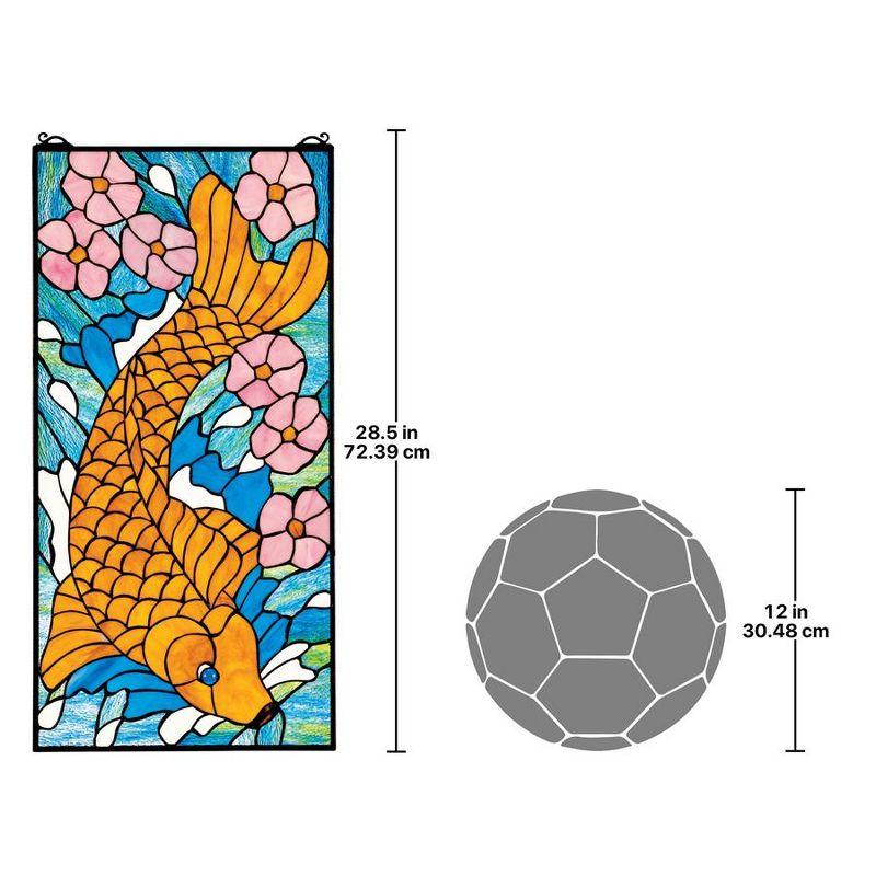 Design Toscano Asian Koi Stained Glass Window Panel