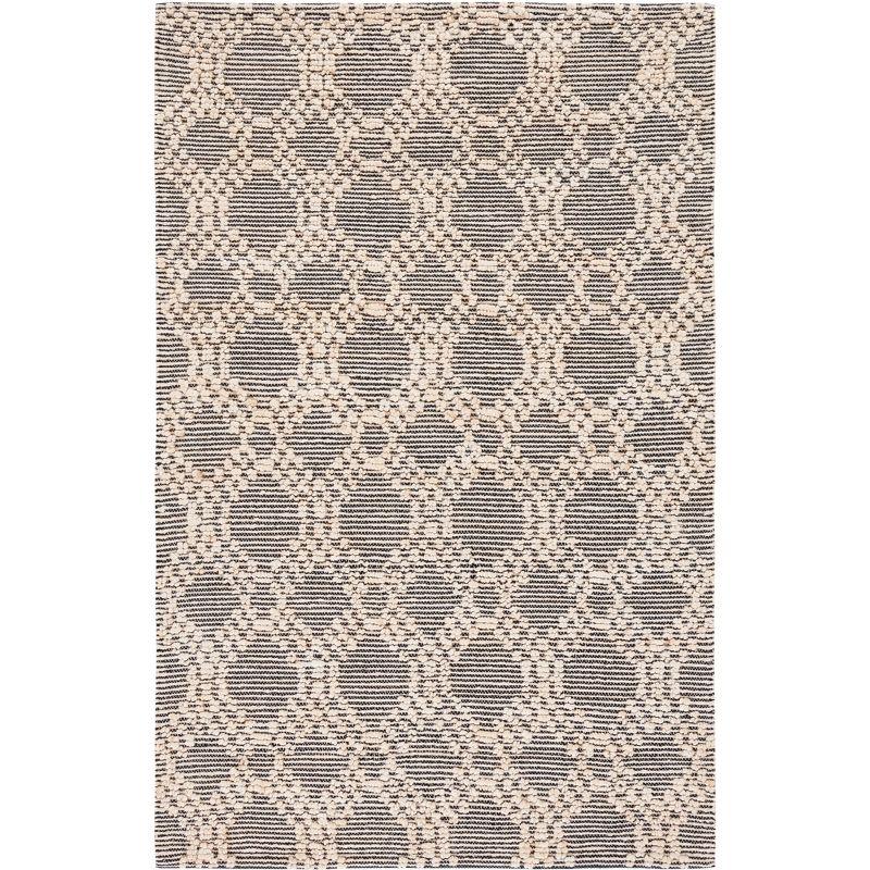 Black and Beige Flat Woven Cotton Area Rug 6' x 9'