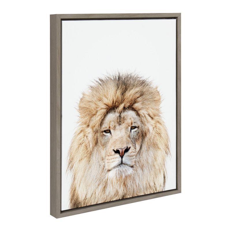 Sylvie Lion Stare Portrait Framed Canvas in Gray