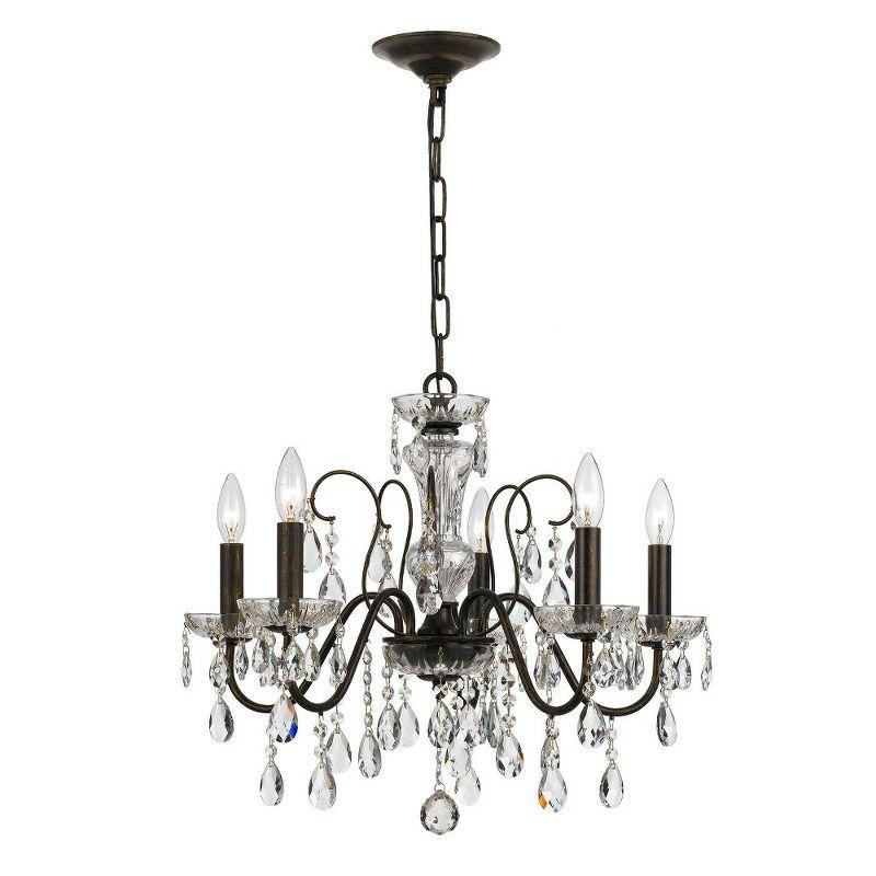 Butler 5-Light English Bronze and Clear Crystal Chandelier