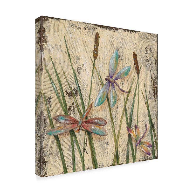 35" Beige and Multicolor Dragonflies Canvas Art Print