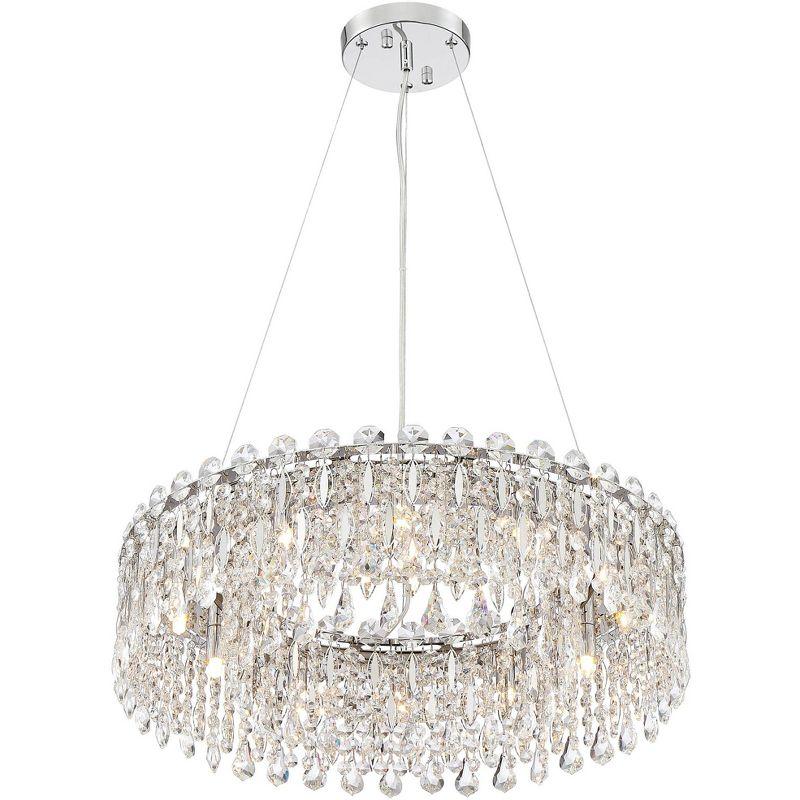 Possini Euro Design Alyssa Chrome Drum Chandelier 23 1/2" Wide Modern Crystal 12-Light LED Fixture for Dining Room Kitchen Island Entryway Bedroom