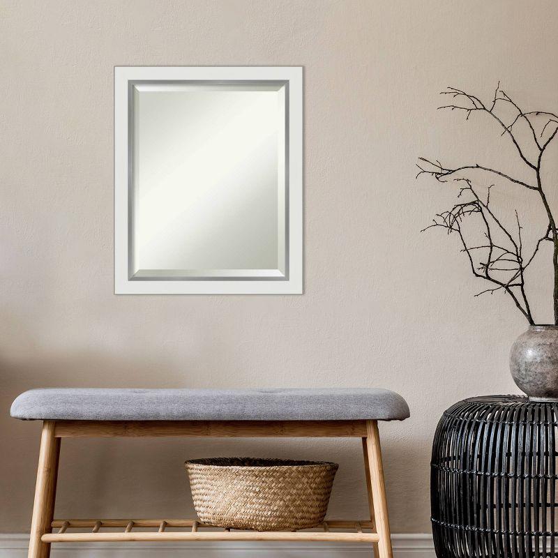 Amanti Art 19" x 23" Eva Narrow Framed Wall Mirror Silver : Modern Beveled, No Assembly Required