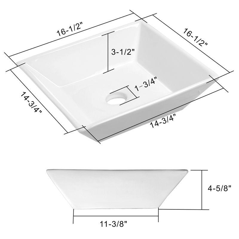 Miligore 16'' White Ceramic Square Bathroom Sink