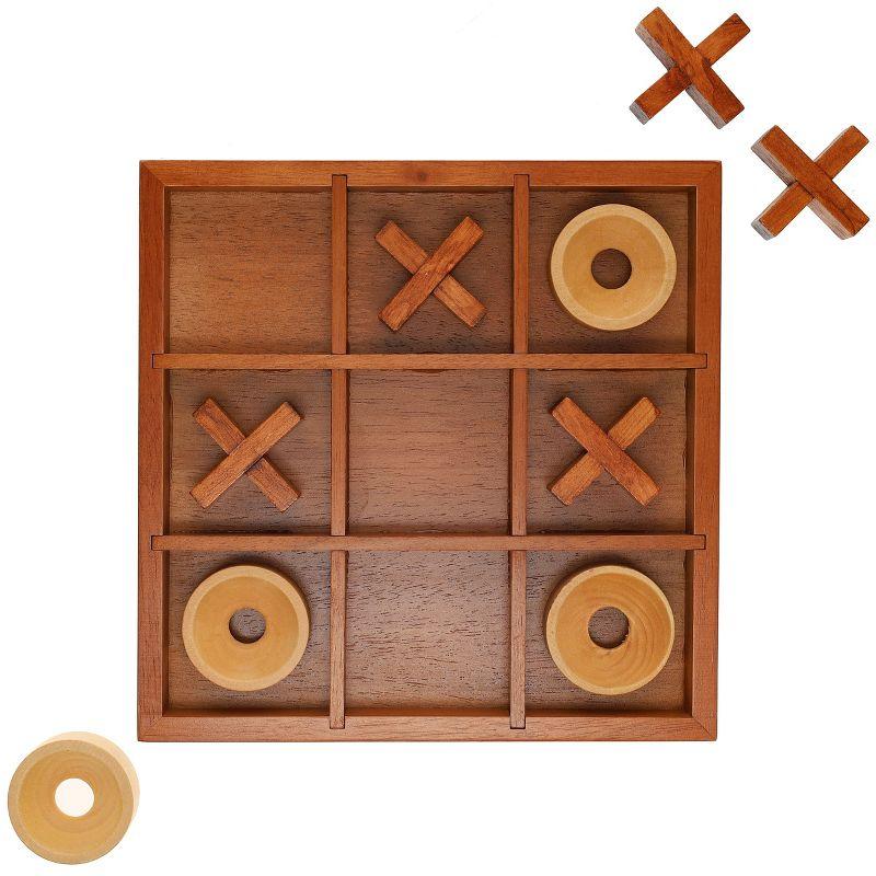 Handcrafted Wooden Tic Tac Toe Board Game with Solid Wood Pieces