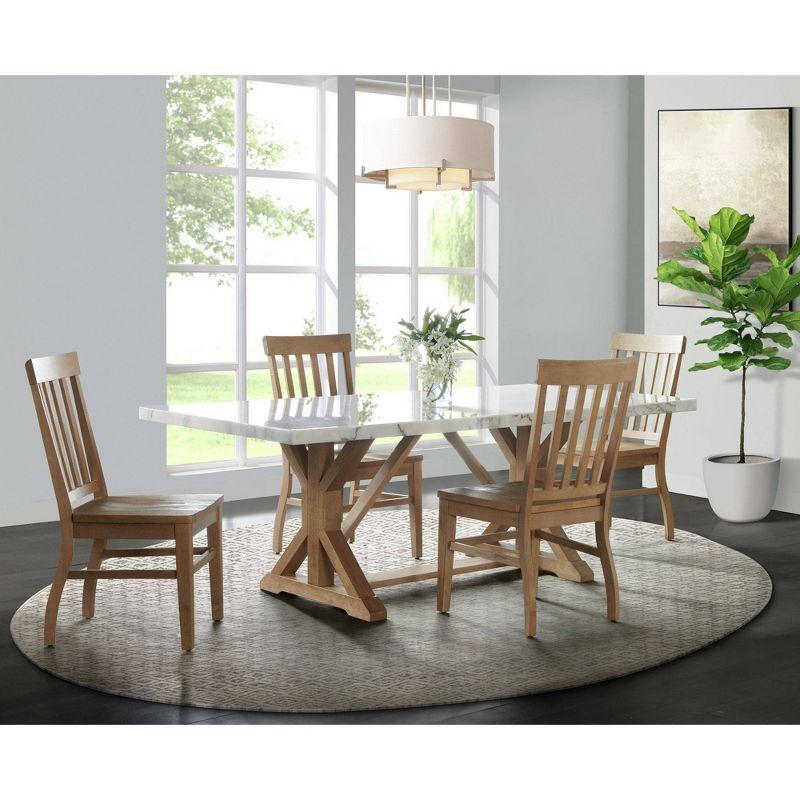 Transitional Beige and Gray Marble Rectangular Dining Table