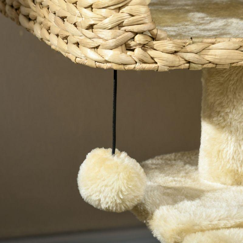 PawHut Scratching Posts, 45" Cat Tree for Indoor Cats with a Ramp, Condo, Toy Balls, Platforms, Bed Cat Tower, Beige