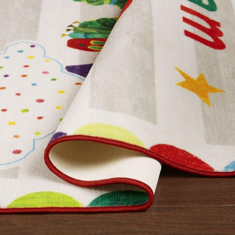 Eric Carle Eric Carle "The Very Hungry Caterpillar" Elementary Dream Big Little One Machine Washable Kids Area Rug, White/Grey, 35"X51"