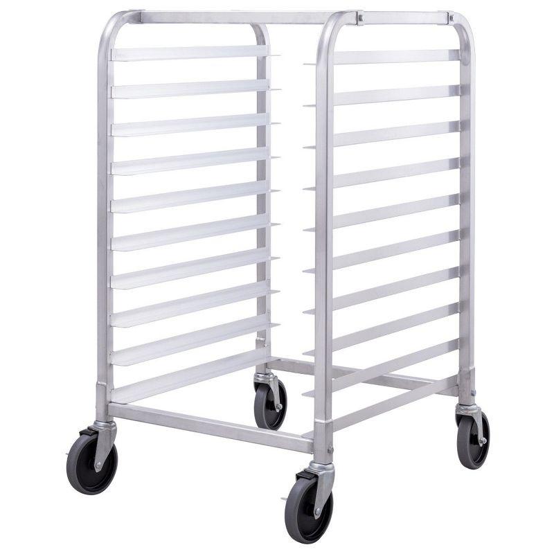 10-Shelf Silver Aluminum Kitchen Bakery Rack with Wheels