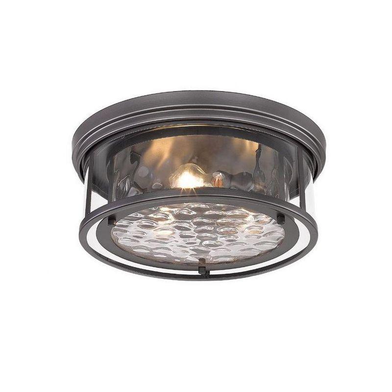 Clarion Transitional Bronze 3-Light Flush Mount with Waterglass Shade