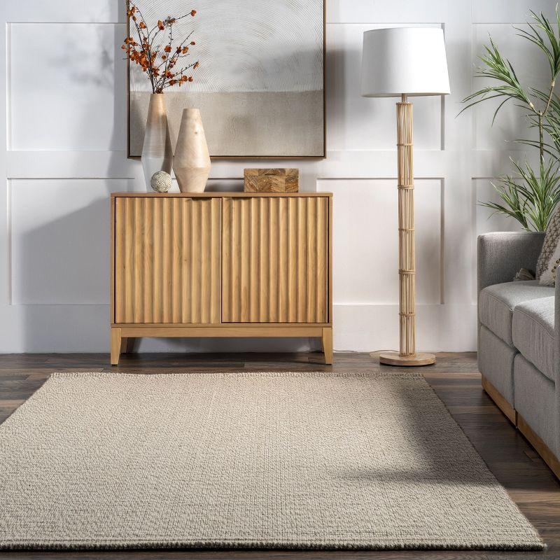 Ivory Flatweave Wool Blend Rectangular Area Rug